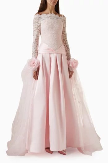Roseraie Gown in Mikado & Lace