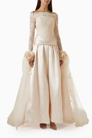 Roseraie Gown in Mikado & Lace