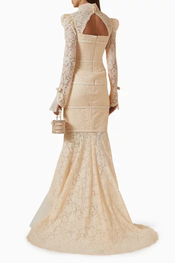 Majeste Gown in Stretch Crepe & Lace