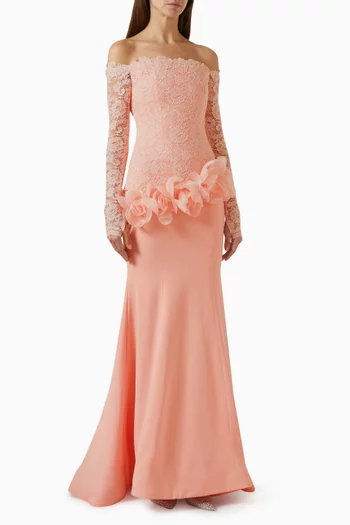 Off-shoulder Mermaid Gown in Lace