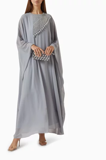Asymmetrical Pearl Embroidered Kaftan
