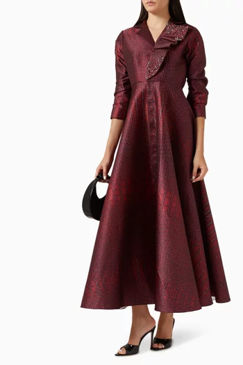 Embellished Lapel Wrap Dress
