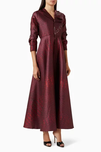 Embellished Lapel Wrap Dress