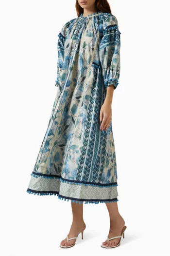Pom Pom Lace-trim Midi Dress