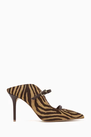 Gala 85 Mules in Zebra-print Calf Hair