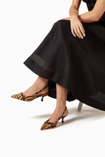 Suze 45 Slingback Pumps in Zebra-print Calf Hair