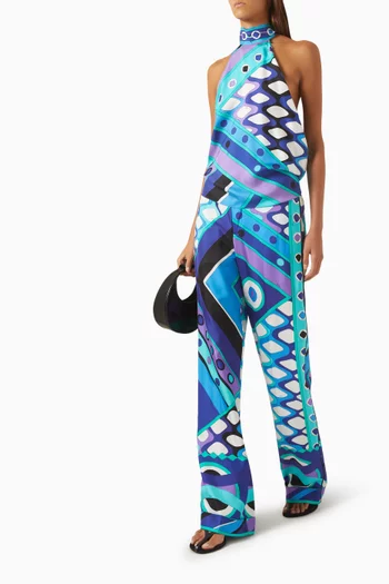 Vivara-print Pants in Silk Twill