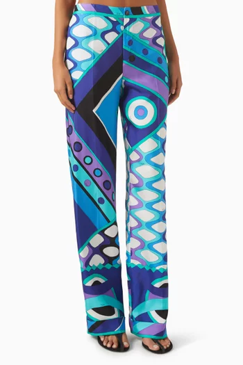 Vivara-print Pants in Silk Twill