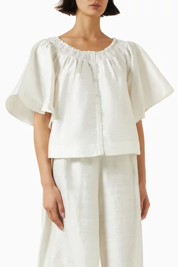 Flagler Crop Top in Silk Dupioni