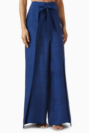 Two-panel Wrap Pants in Silk Dupioni