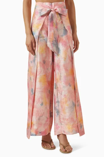 Two-panel Wrap Pants in Silk Dupioni
