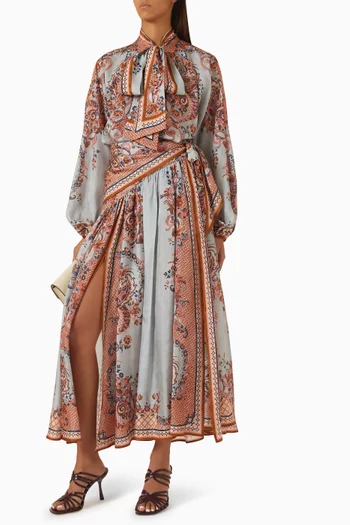 Aster Scarf Midi Skirt in Silk