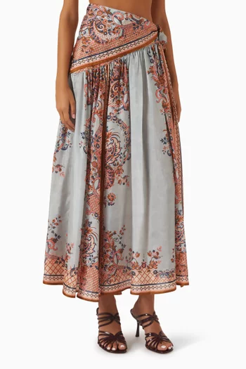Aster Scarf Midi Skirt in Silk