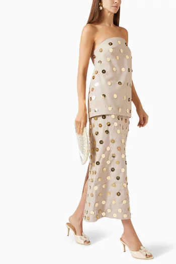 Ecorces De Cerisier Midi Skirt in Canvas