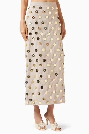 Ecorces De Cerisier Midi Skirt in Canvas