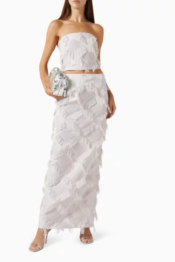 Iona Fringe Skirt in Crepe
