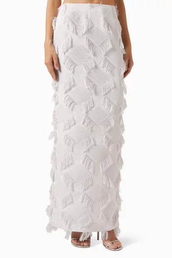 Iona Fringe Skirt in Crepe