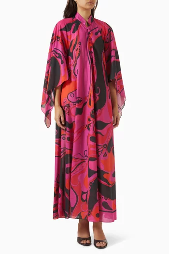 Printed Kaftan in Cotton Muslin