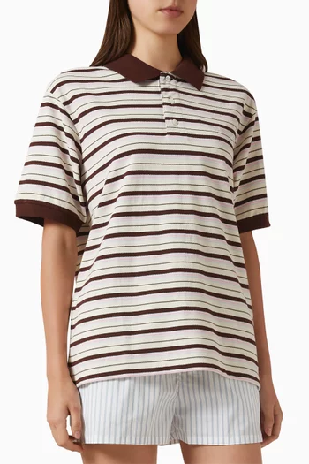 Unisex Striped Polo T-shirt in Cotton