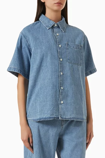 Button-up Shirt in Linen-denim