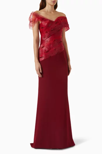 Vespera Embellished Gown in Tulle & Silk