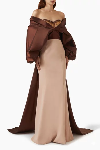 Halina Gown in Taffeta & Crepe