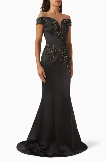 Callista Embellished Gown in Silk-taffeta