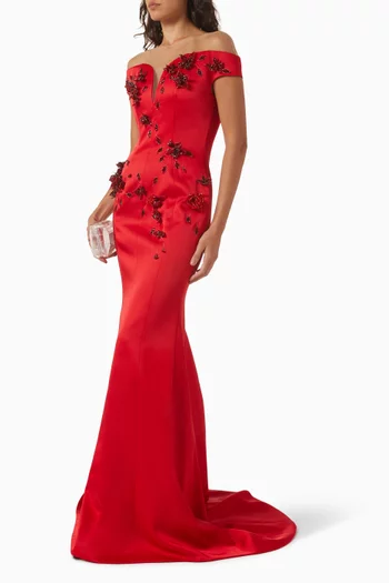 Callista Embellished Gown in Silk-taffeta