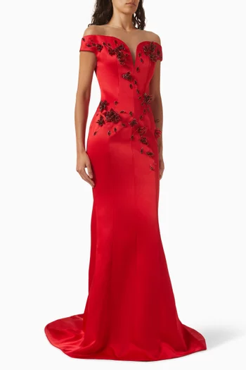 Callista Embellished Gown in Silk-taffeta