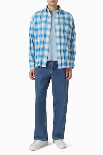 Rocco Threadlight Crinkle Checked Shirt in Cotton