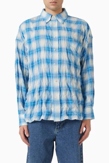 Rocco Threadlight Crinkle Checked Shirt in Cotton