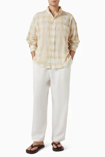 Rocco Threadlight Crinkle Checked Shirt in Cotton