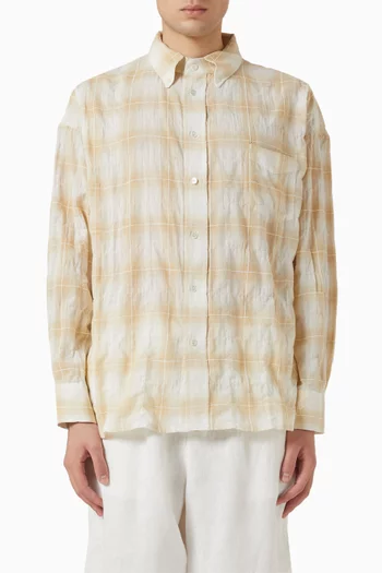 Rocco Threadlight Crinkle Checked Shirt in Cotton