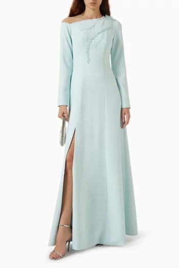 Embellished One-shoulder Dress
