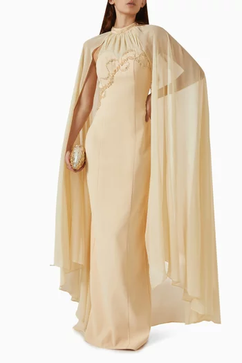 Embellished Cape Dress