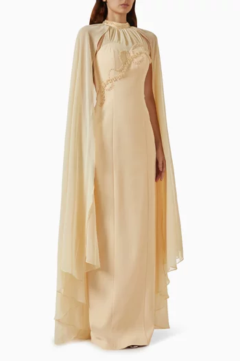 Embellished Cape Dress