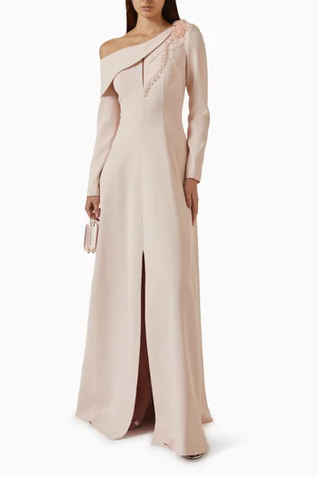 Embellished One-shoulder Dress