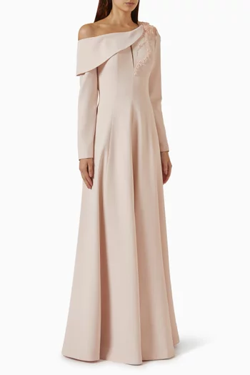 Embellished One-shoulder Dress