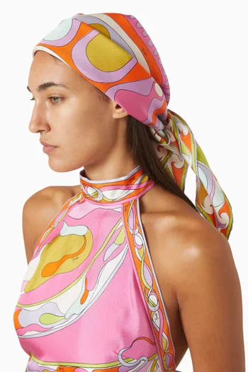Printed Scarf in Silk Twill