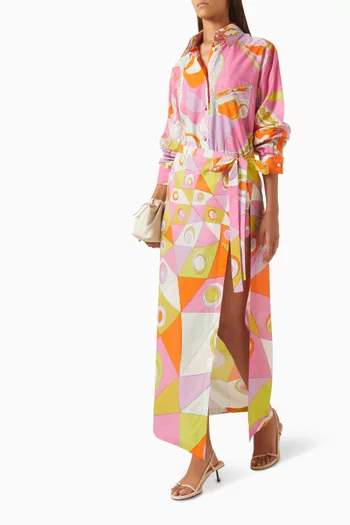Occhi-print Sarong Skirt in Cotton Muslin