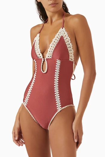 Mahon Crochet-trim One-piece Swimsuit
