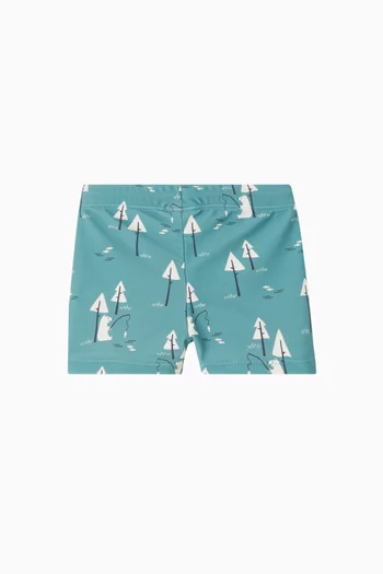 Stripes & Crabs UV Swim Shorts in Recycled Nylon
