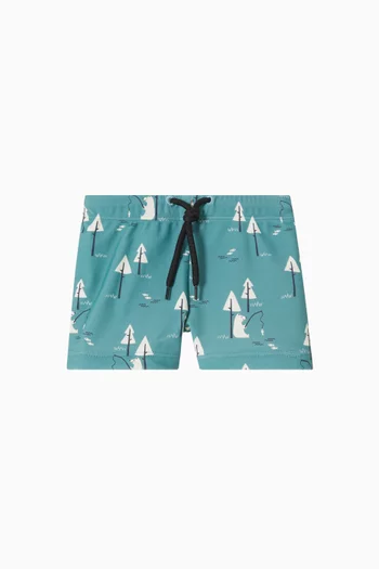 Stripes & Crabs UV Swim Shorts in Recycled Nylon