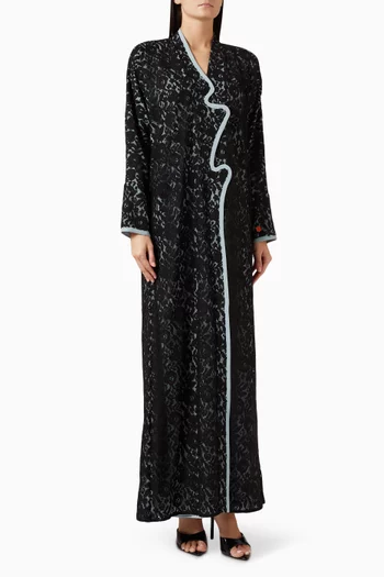 Lace-overlay Abaya in Crepe
