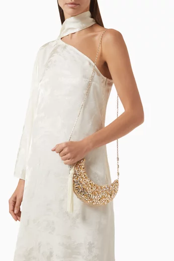 Crescent Moon Crystal-embellished Clutch