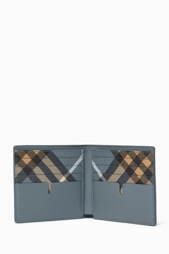 Embroidered Bi-fold Wallet in Leather