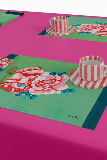 طقم مفارش بطبعة وردة نينا قطن، قطعتان 48 × 35 سم