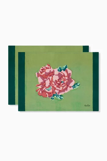 طقم مفارش بطبعة وردة نينا قطن، قطعتان 48 × 35 سم