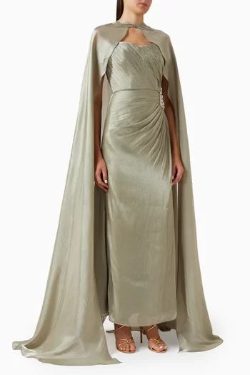 Cape Embellished Maxi Dress