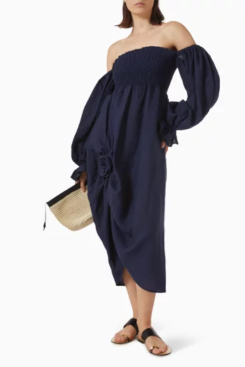 Atlanta Rose Midi Dress in Linen